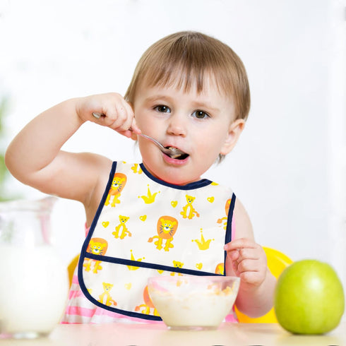 6Pcs Waterproof Toddler Bibs Baby Feeding Bib Set with Crumb Catcher Pocket Infant Adjustable Baby Teething Bib Babies Sleeveless Animals Food Bib...