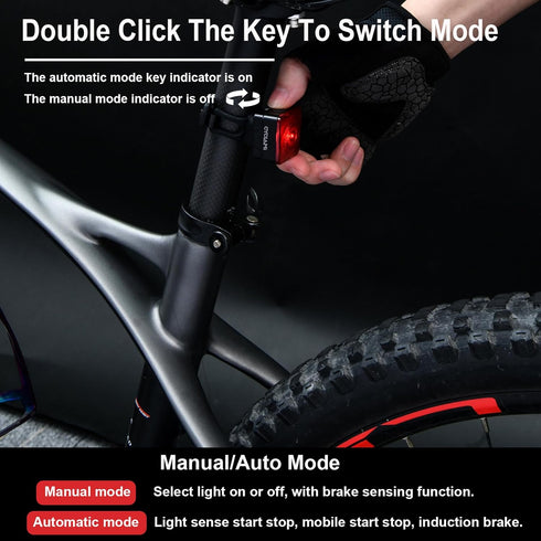 Smart Bike Tail Light, Brake Sensing Rear Bike Light, Waterproof Bike Lights Rechargeable with USB, Bright Red LED Bike Lights for Night Riding, C...