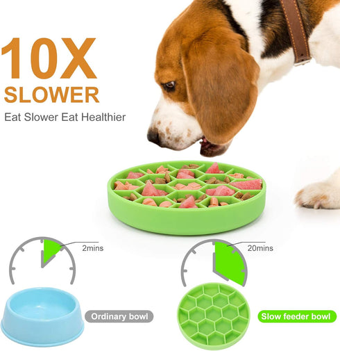 Slow Feeder Dog Bowls, Silicone Dog Bowl with Suction Cup, Dog Puzzle Feeder Interactive for Bloat Prevention, Slow Feeding Dog Bowl Pet for Large...