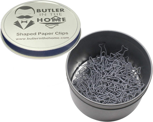 100 Count Shark Shaped Paper Clips Great for Paper Clip Collectors or Office Gift - Comes in Round Tin with Lid and Gift Box (Gray)...