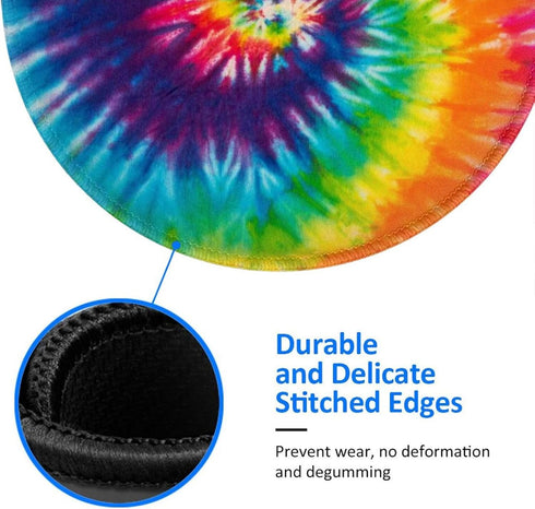 Cool Tie Dye Art Round Mouse Pad Small Gaming Mousepad Desk Mat Stitched Edges 8 X 8 Inch for Home Office...