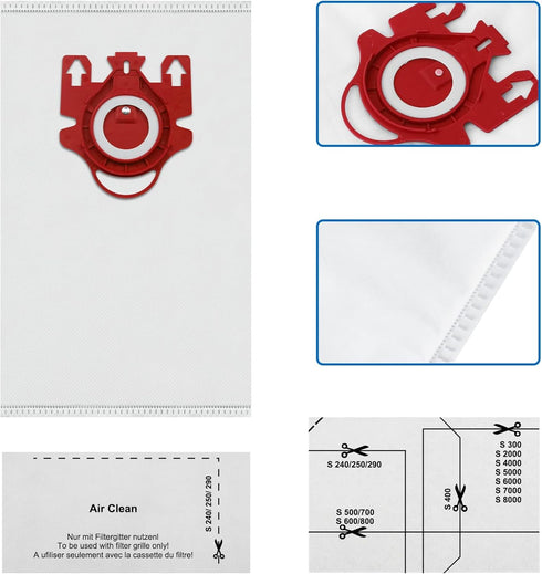 12 Pack FJM Vacuum Bags Compatible with Miele FJM Bags AirClean 3D Efficiency Vacuum Cleaner, Include 4 Pair Pre-Motor and Post-Motor Filters...
