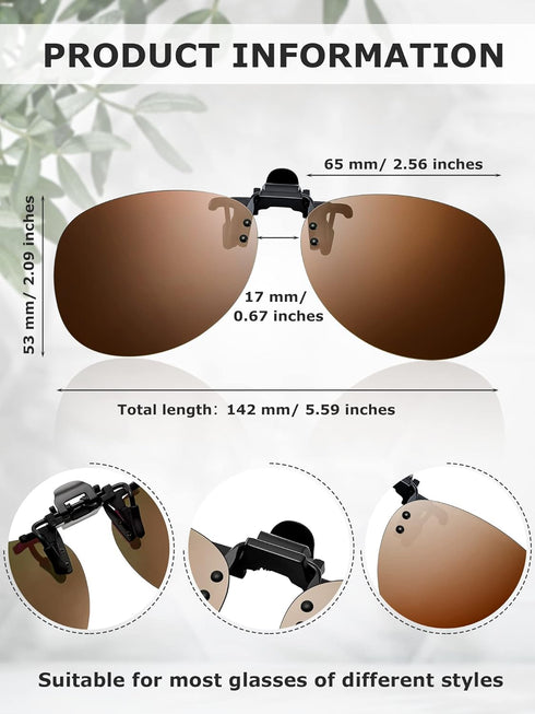 5 Pairs Clip on Sunglasses for Men Flip up Clip on Sunglasses Polarized Flip up Sunglasses Night Driving Clip on Glasses for Men(Classic Color)...