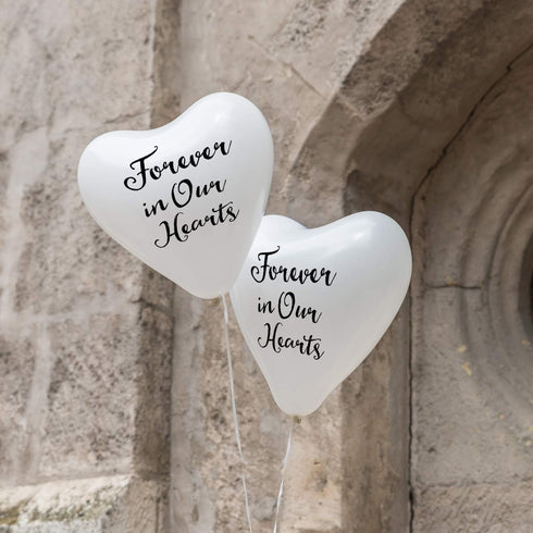 60 Pieces Memorial Balloons Funeral Hearts Shape Remembrance Latex Balloons with 2 Rolls White Ribbons for Rfuneral, Condolence, Funeral, Annivers...