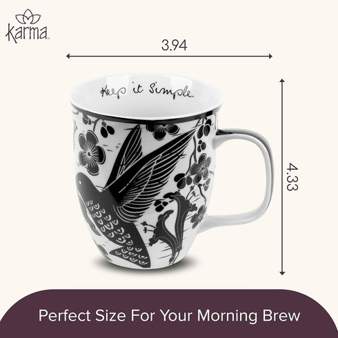 Karma Gifts 16 oz Black and White Boho Mug Hummingbird - Cute Coffee and Tea Mug - Ceramic Coffee Mugs for Women and Men, 1 Count (Pack of 1)...