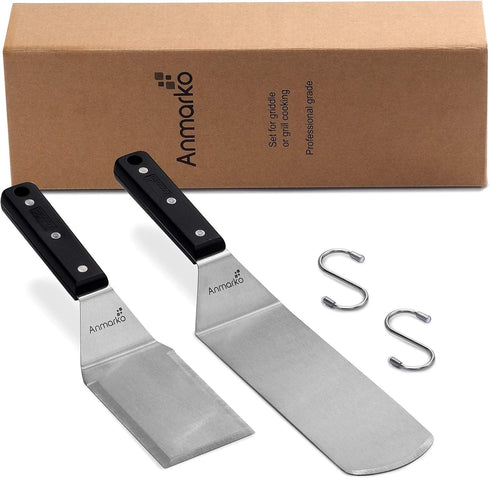 Anmarko Grill Spatula Set - Long Metal Spatula Spatula - Griddle Scraper and Pancake Flipper or Pizza Spatula - Offset Spatula - Stainless Steel U...