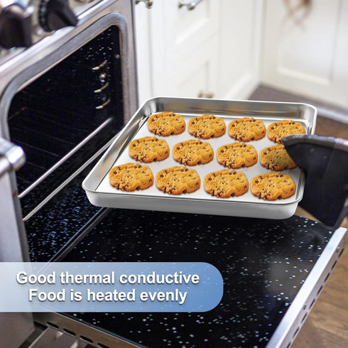 Baking Sheet with Cooling Rack (1 Cookie Sheet + 1 Baking Rack), Stainless Steel Small Baking Sheet Pan with Wire Rack, Toaster Oven Pans Size 10....