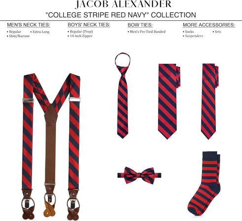 Jacob Alexander Stripe Woven Men's College Striped Pretied Bowtie...