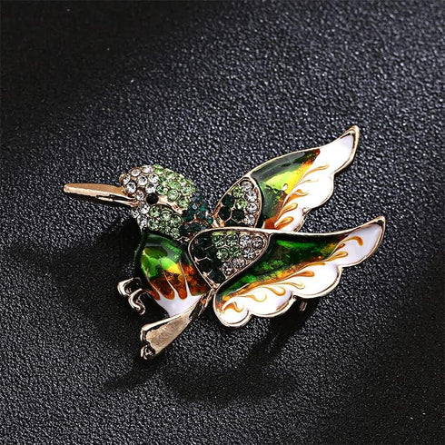Acxico 3Pcs Fashion Color Enamel Hummingbird Alloy brooches Women Party Skirt Clothing Accessories Brooch Bird...