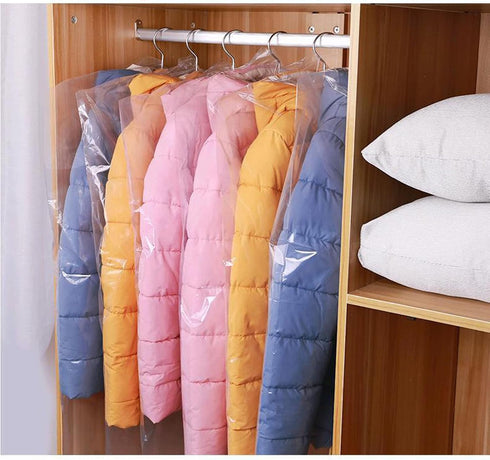 10Pcs Plastic Garment Bags for Hanging Clothes, 35 Inch Clear Dry Cleaner Bags Dustproof Suit Storage Garment Cover for Closet Storage, Laundry, T...