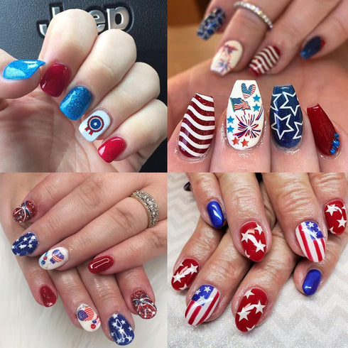 6Sheets Independence Day Nail Art Stickers 4th of July Nail Decals 3D Self Adhesive Nails Art Supplies Classics American Flag Eagle Heart Design S...