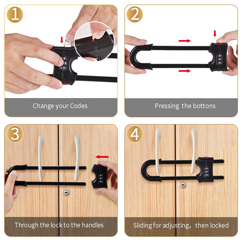 4 Pack U-Shaped Sliding Cabinet Locks Multifunctional Child Safety Lock Adjustable Baby Proof Clips for Home Cabinets Refrigerator Doors Cabinet K...