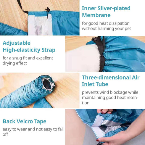 Dog Drying Bag Hands Free Quick Drying Pet Grooming Tool for Small Medium Large Puff Fluff Dogs & Cats, 360 Degree Shower Bath Hair Dryer Suit (XX...