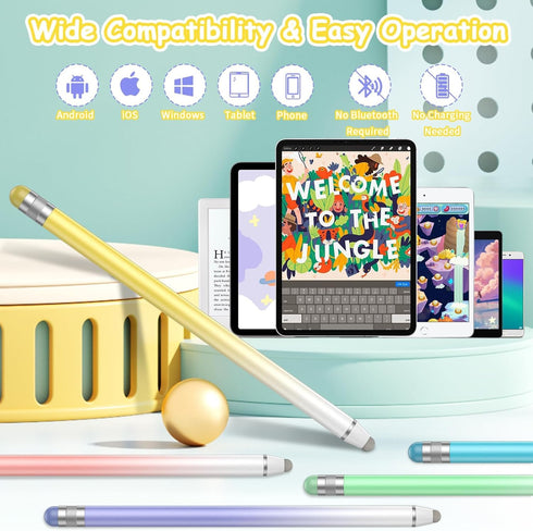 Universal Stylus Pens for Touch Screens (5 Pcs), High Sensitivity Fiber Tips, Compatible with Apple/iPhone/iPad/iOS/Android/Samsung Tablets and Al...