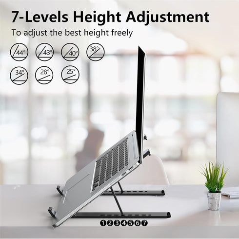 Laptop Stand for Desk, Adjustable Laptop Riser ABS+Silicone Foldable Portable Laptop Holder, Ventilated Cooling Notebook Stand for 10-15.6” Laptop...