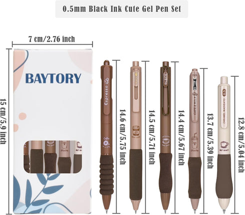 BAYTORY 5Pcs Gel Pens, Quick Dry Ink Pen Fine Point Black 0.5mm, Aesthetic Stuff Retractable Rolling Ball Gel Pen Smooth Writing for School Suppli...
