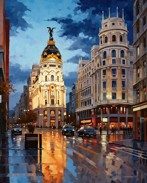 Famous Metropolis Building Paint by Numbers Kits 16x20 inch Canvas DIY Oil Painting for Kids, Students, Adults Beginner with Brushes Acrylic Pigme...