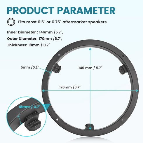 6.5" Speaker Spacer Rings W/Speaker Harness for Mitsubishi Lancer/Outlander/Mirage/Eclipse Cross 2008-2021 Install Subwoofer Aftermarket Speaker M...