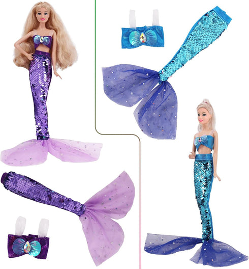 UNICORN ELEMENT 5 Pcs 11.5 Inch Girl Doll Mermaid Tail Clothes and Doll Accessories Mermaid Tail Summer Dress Swimsuit Bikini for 11.5 Inch Girl D...