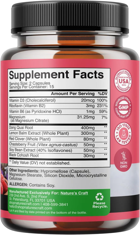 Complete Herbal Menopause Supplement for Women - Multibenefit Menopause Relief Hormone Balance for Women for Night Sweats Mood and More with Dong ...