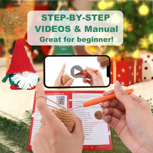 BFVV Crochet Kit for Beginners Adults 4Pcs Christmas Crochet Kit with Step-by-Step Detailed Instructions and Video Tutorials Crochet Starter Kits ...
