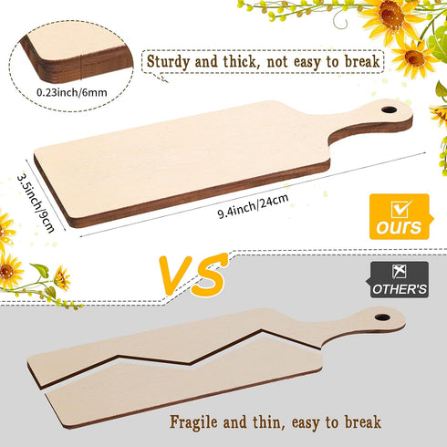 8 Pcs Mini Wooden Cutting Board with Handle 9.45 x 3.54 Inch Thicken Wooden Chopping Board Small Paddle Charcuterie Board Cooking Butcher Block Se...
