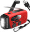2000mAh SOS Alarm Emergency AM FM Weather Radio, 3LED Type-C Hand Crank Solar Battery Operated Portable Wind Up Radio Flashlight, Cell Phone Charg...