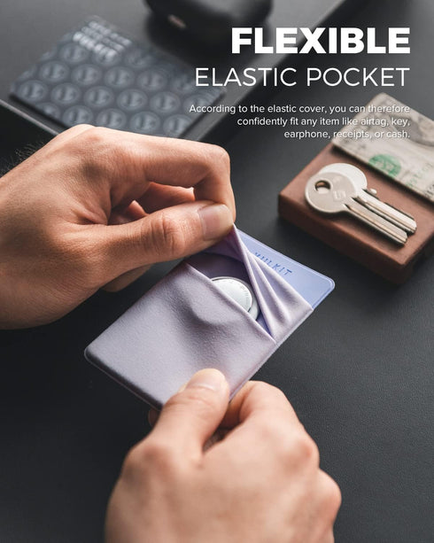 VULKIT Phone Card Holder Slim Elastic Adhesive Phone Wallet Credit Card Sleeves Sticker for Back of Smartphone(Lilac)...