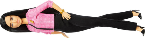 Barbie Careers Doll & Accessories, Future Leader with Black Hair Wearing Outfit with 2 Golden Bracelets & “B” Pin, includes Future Leader Sticker ...