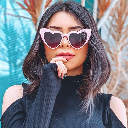 Love Heart Shaped Sunglasses for Women - Vintage Cat Eye Mod Style Retro Glasses as Christmas gift...