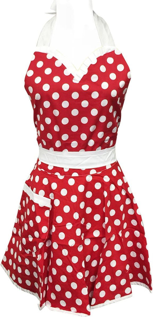 Wrapables Adjustable Flirty Hostess Apron, Red Polka Dots...