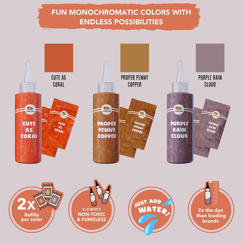 DOODLE HOG Coral, Orange, Purple Tie Dye Kit, DIY Tie Dye Kit for Kids, Clothing Dye Supplies, Tie Dye Kits for Adults, 9 Full Bottles...