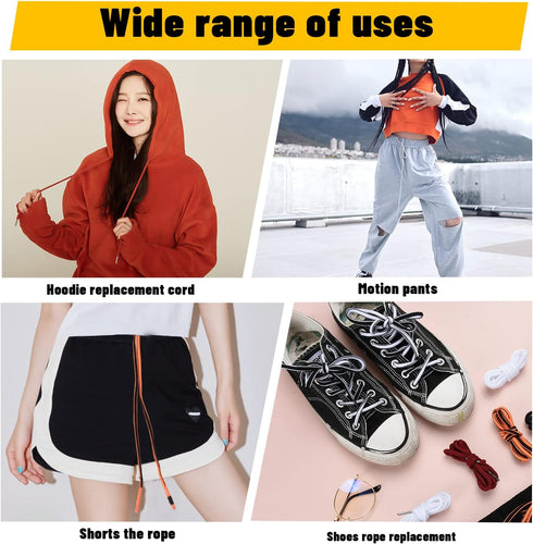 Replacement Drawstrings - 10Pcs Sweatpants Shorts Hoodies Drawstring with 3pcs Drawstring Threader, 51.2" Long...