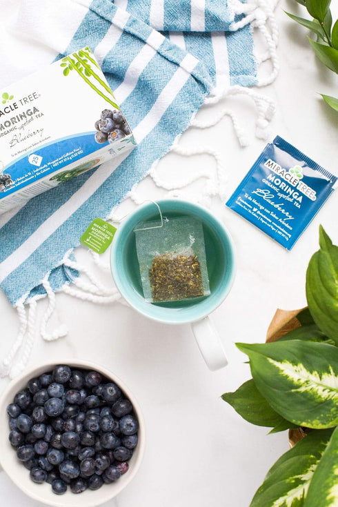 Miracle Tree - Organic Moringa Superfood Tea, 25 Individually Sealed Tea Bags, Blueberry (Keto, Detox, Energy & Immunity Booster, Vegan, Gluten-Fr...