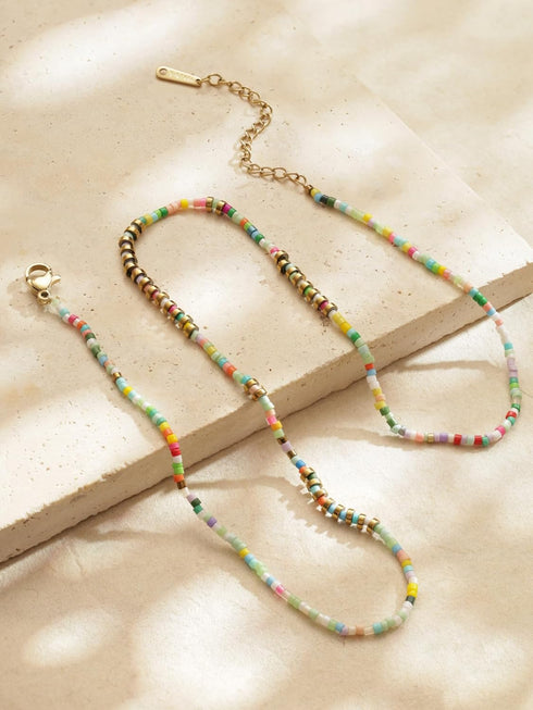 Sacina Boho Trendy Colorful Beaded Choker Necklace, Hippie Necklace, Summer Necklace, Beach Necklace, Y2k Necklace, Christmas Jewelry Gift for Wom...