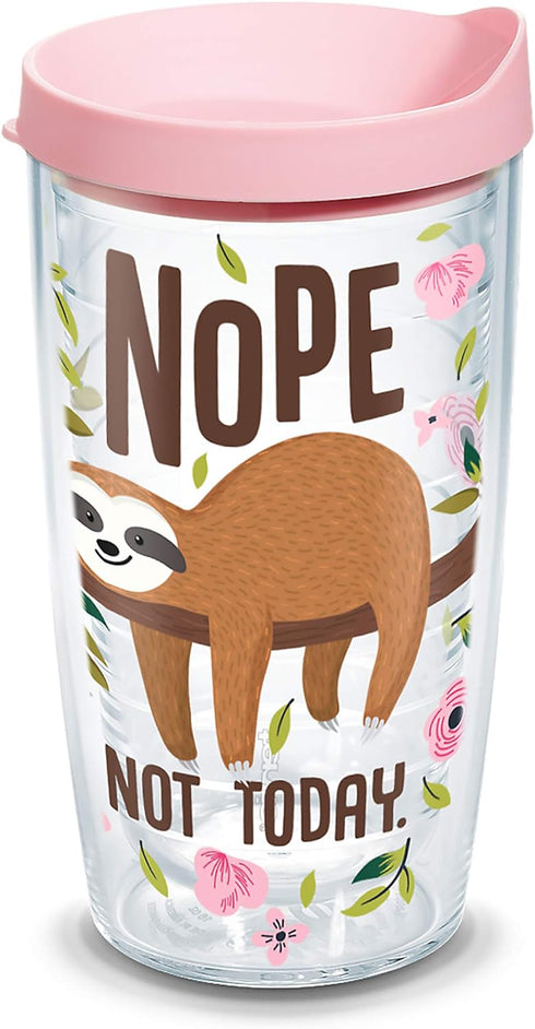 Tervis Sloth Nope Not Today Made in USA Double Walled Insulated Tumbler Travel Cup Keeps Drinks Cold & Hot, 16oz, Classic...