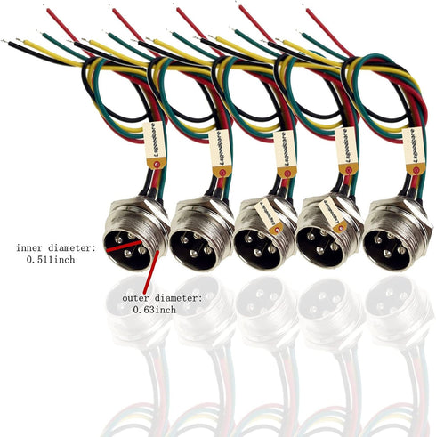 Lsgoodcare 10Pcs GX16-4pin Male Aviation Connector Power Electrical Terminal Socket with 20Awg 7.87Inch Cable & 16MM 4Din Female Plug Sockets...