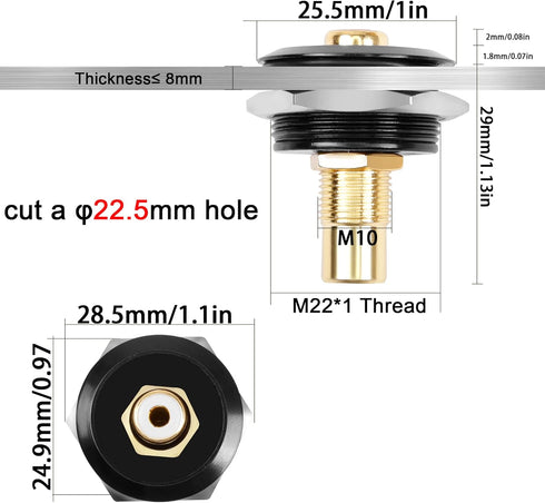 QIANRENON Gold Plated RCA Embedded Threaded Fixed Adapter, RCA Female to Female Panel Mount AV Connector,for TV Subwoofer Speaker Amplifier Phono ...