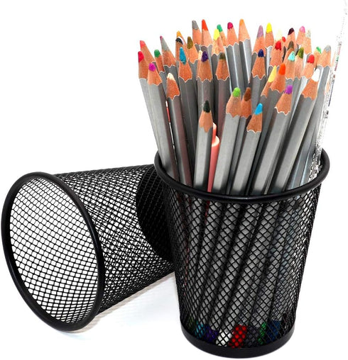 4 Pack Pen Holder Metal Mesh Pencil Holders Round Shaped Pen Holders for Desk Office Wire Mesh Container Pen Organizer,Black...