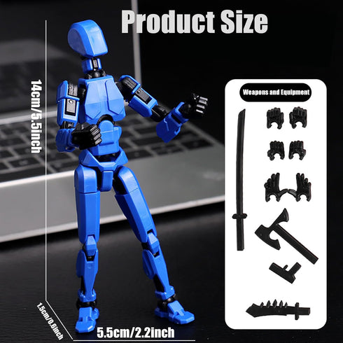 5PCS Lucky 13 Action Figures, T13 Action Figure Articulated Dummy 3D Printed Titan 13 Robot Multi-Jointed Movable Desktop Decoration for Game Love...