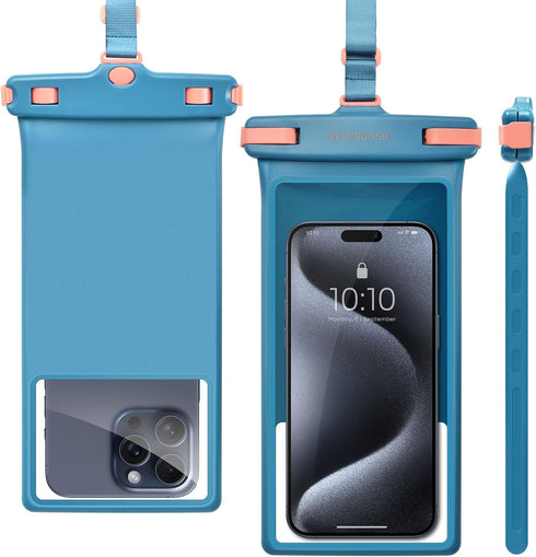 wellhouse Waterproof Phone Pouch, Waterproof Phone Case for iPhone 15 14 13 12 Pro Max XS Samsung, IPX8 3D Cellphone Dry Bag Beach Essentials -Blu...