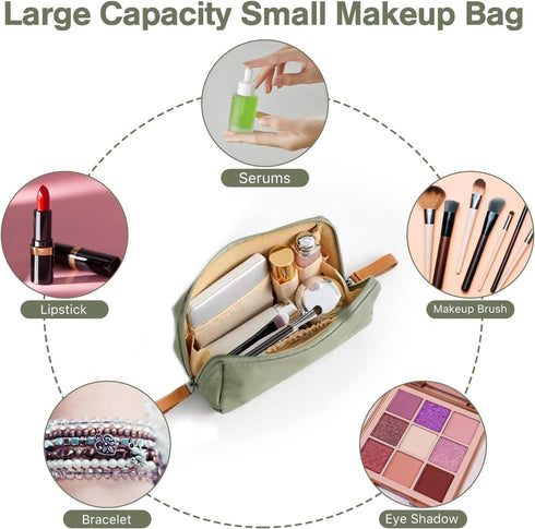 Travel Makeup Bag, Small Makeup Bag, Multifunction Makeup Bag With Multiple Compartments, Waterproof Nylon, Durable Zipper, Large Capacity, Daily ...