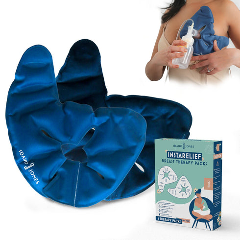InstaRelief Breast Therapy Pack - 2 Hot/Cold Gel Ice Packs for Freezing, Warm Compress and Mastitis Relief. Soft Gel Breastfeeding Ice Pack. Essen...