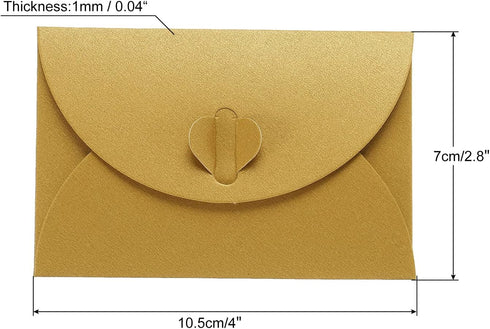 PATIKIL Mini Envelopes, 24 Pack Heart Clasp Tiny Items Storage Cute Present Card Holder for Wedding Greeting Party, Golden...