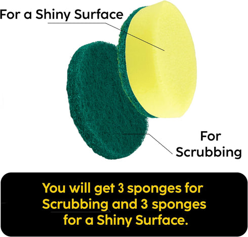 Sponge Brush Heads (6 Units) for Electric Spin Scrubber | Designed for Cleaning Smooth Surfaces...