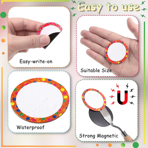 48 Pcs Numbers Magnetic Accents Round Whiteboard Magnets for Whiteboard Labels Numbers Circle Magnets Name Colorful Blank Magnets for Whiteboard C...