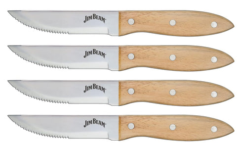 Jim Beam Steak Knife Set (4 Pack), JB0165, 10", Brown...