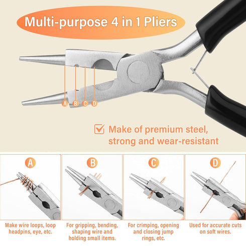 Modacraft 22 Gauge Copper Wire for Jewelry Making with 4 in 1 Plier, 164Ft/0.6mm Craft Beading Pure Bare Copper Wire for Jewelry Making Supplies a...