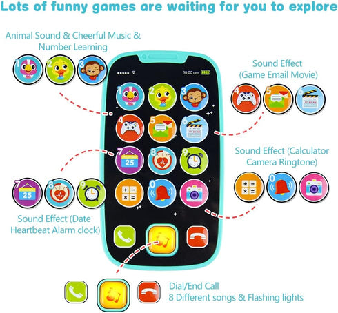 Baby Cell Phone Toys for 1 Year Old Gifts,First Learning Baby Toy for 12-18 Months,Educational Preschool Pretend Play Set with Flashing Lights and...