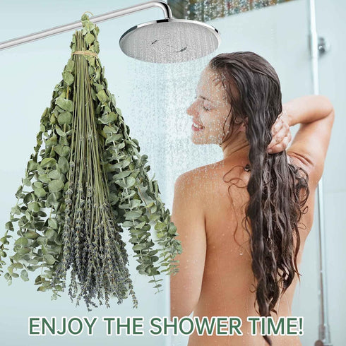 115 PCS Dried Eucalyptus Stems & Lavender Flowers Bundle for Shower, 17'' Natural Real Live Eucalyptus Leaves Greenery Hanging Lavender Shower Pla...